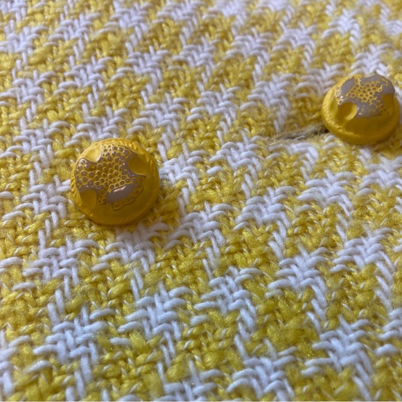 Vintage 60s/70s Yellow+White Tweed Houndstooth Peacoat Easter - Picture 6 of 7